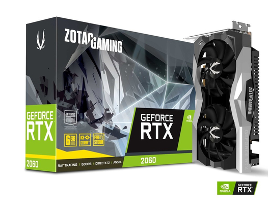 Karta graficzna 14Gbps 6GB Geforce ZOTAC GAMING GeForce RTX 2060 z dwoma wentylatorami