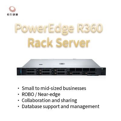 Serwer R Rack 1U PowerEdge R360 z procesorem Intel Xeon serii 6300, pamięcią 128 GB DDR5 i obsługą GPU