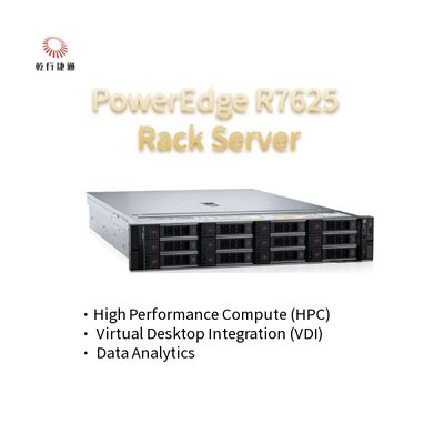2U Two Socket PowerEdge R7625 Rack Server 4th Gen AMD EPYCTM Procesory do 8x PCIe Gen5 Slots 12 X 2.5" SATA/SAS SSD